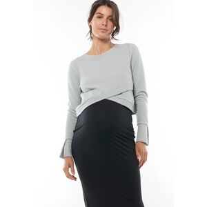 BAE THE LABEL Cross My Heart Light Blue Maternity Cropped Long Sleeve Sweater